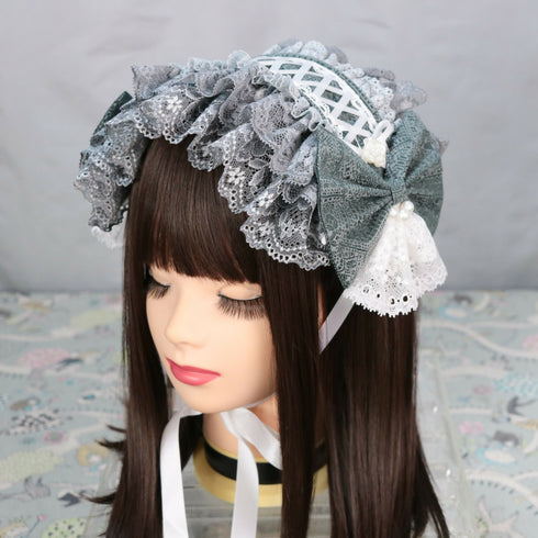グレー×ホワイト ヘッドドレス